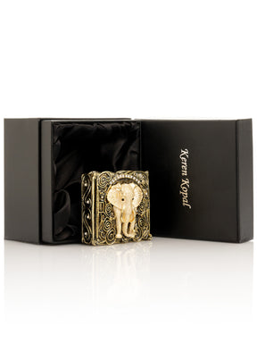Keren Kopal Brown and Gold trinket Box Elephant