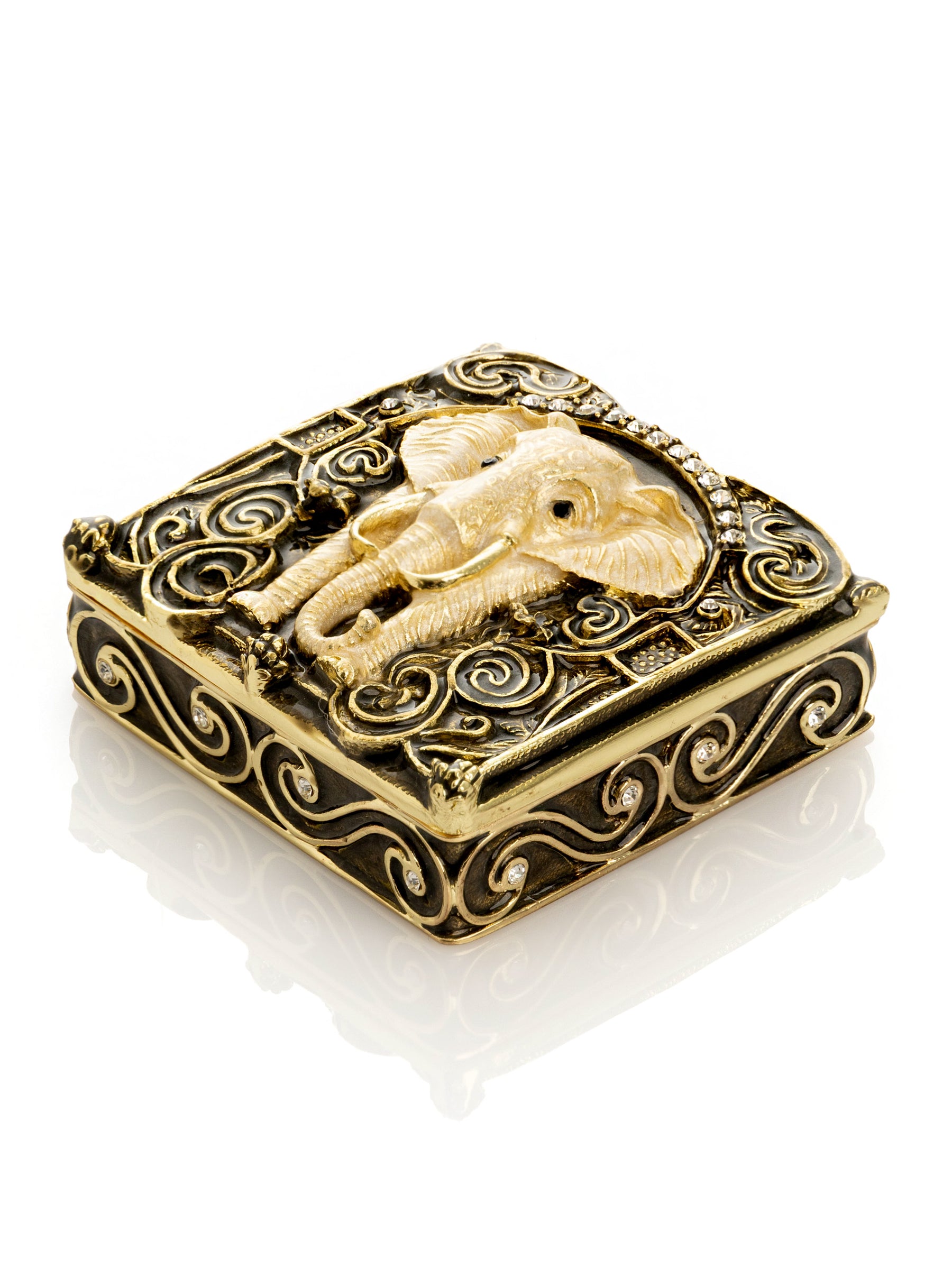 Keren Kopal Brown and Gold trinket Box Elephant