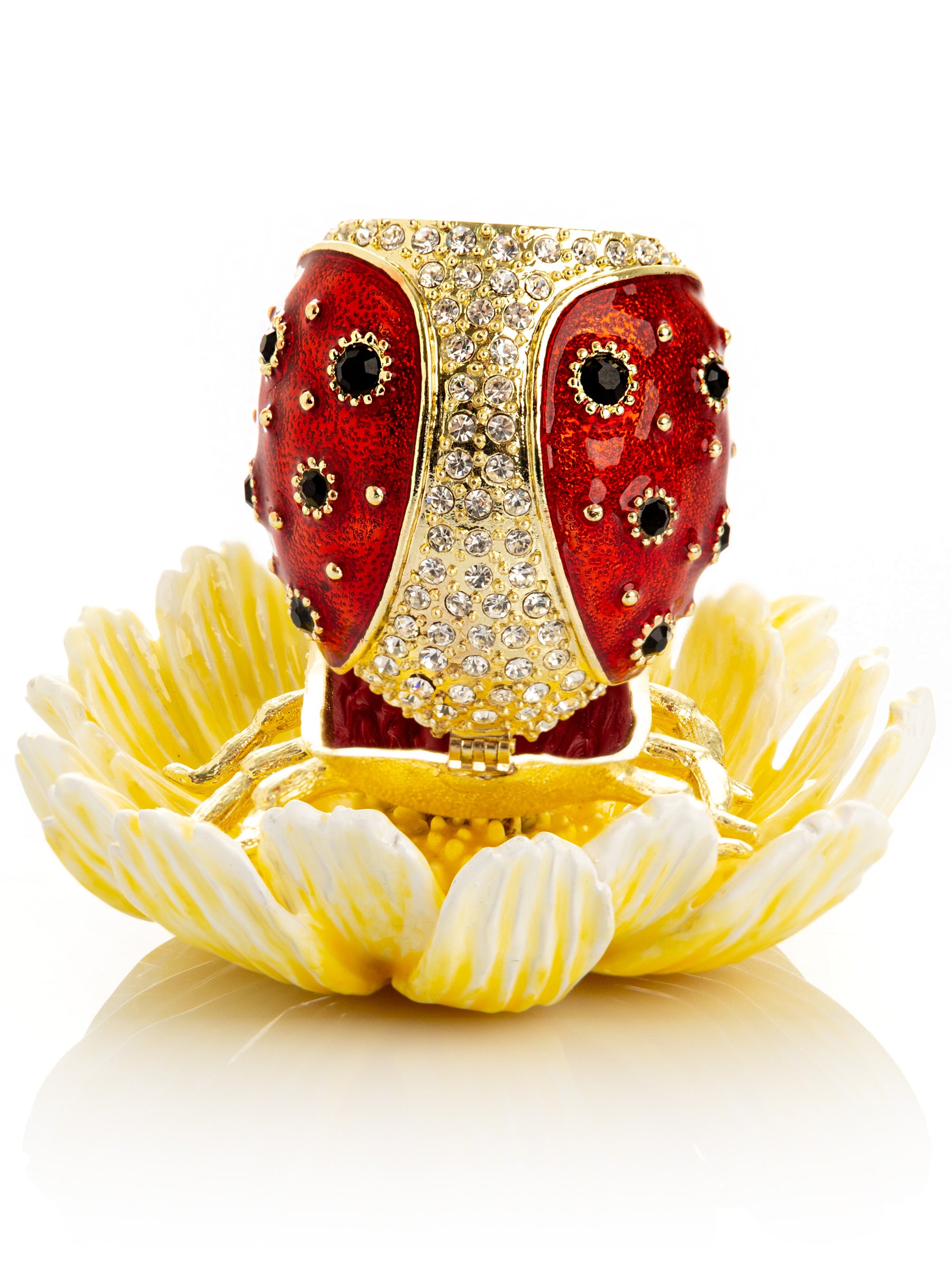 Keren Kopal Ladybug on Flower Jeweled Trinket Box