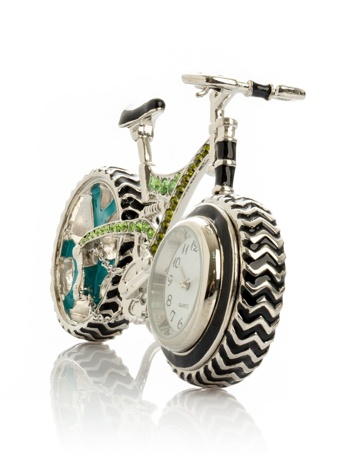 Bicycle clock with Green crystals