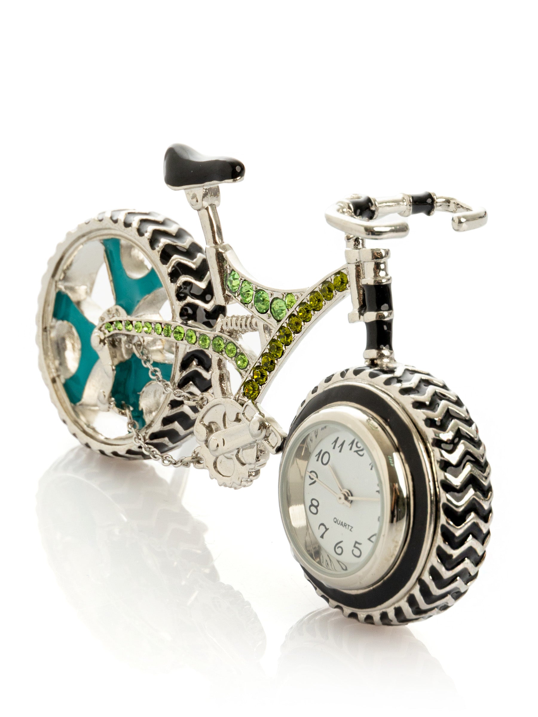 Bicycle clock with Green crystals