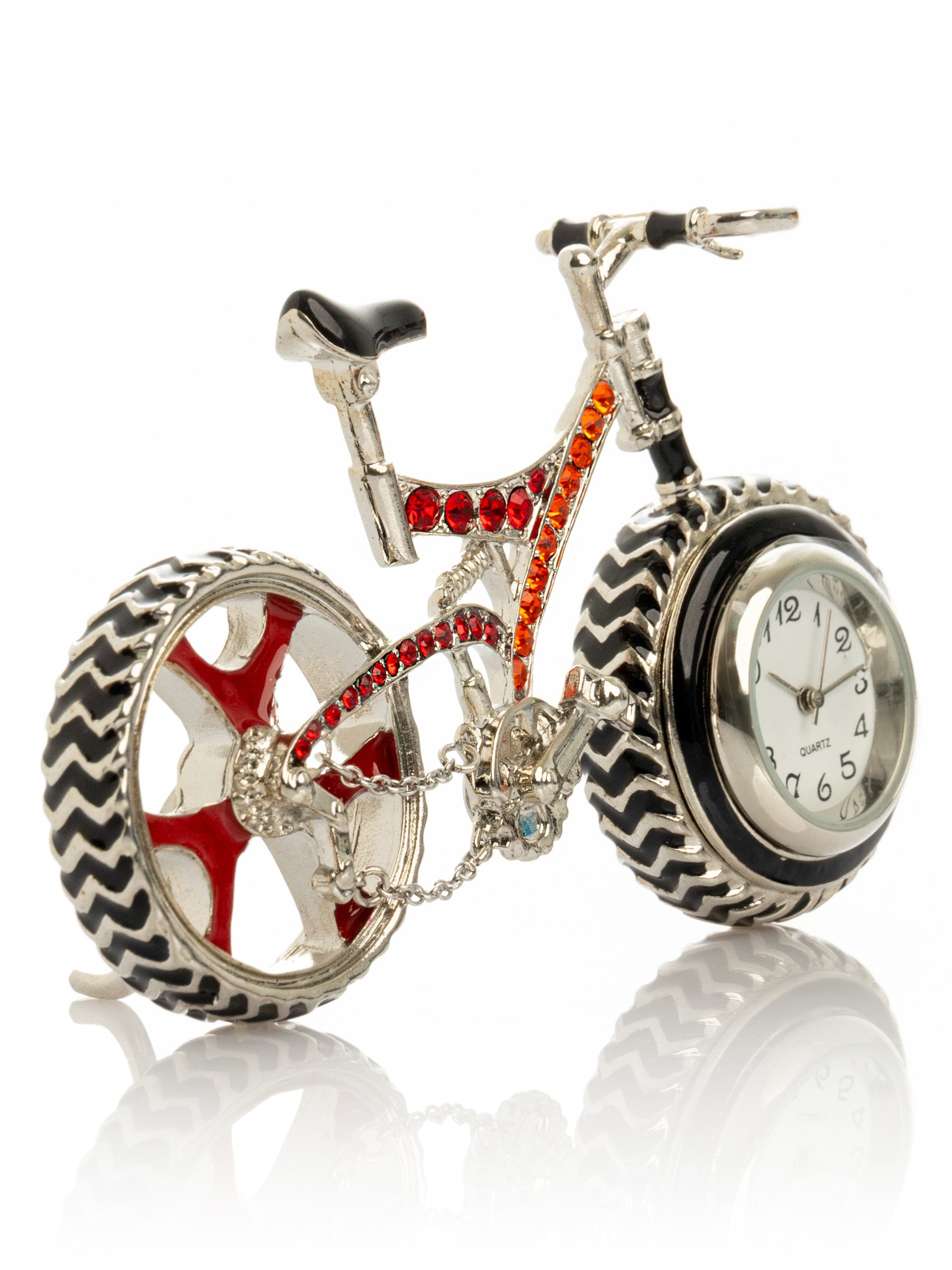 Bicycle clock with Red crystals