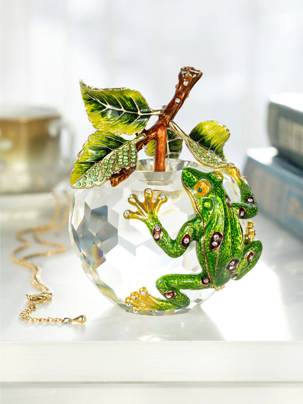 Crystal Apple with a Green Frog on it