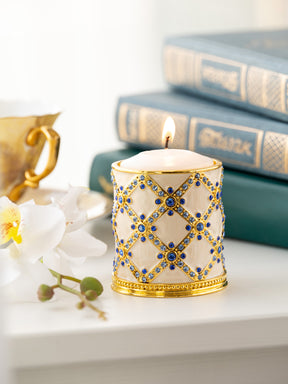 Golden Cream Decorated Candle Holder