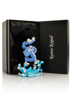 Blue Chinese Dragon on Ocean sea waves water