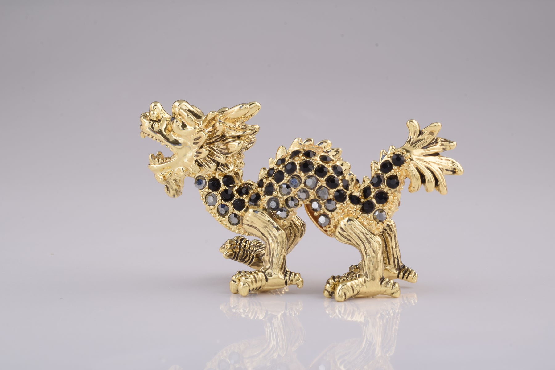 Golden Dragon with Black Crystals