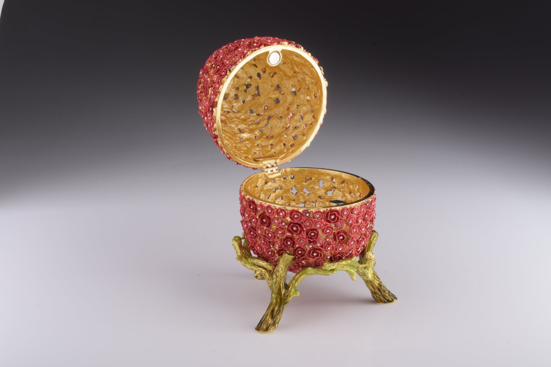 Keren Kopal Red Flowers Faberge Egg