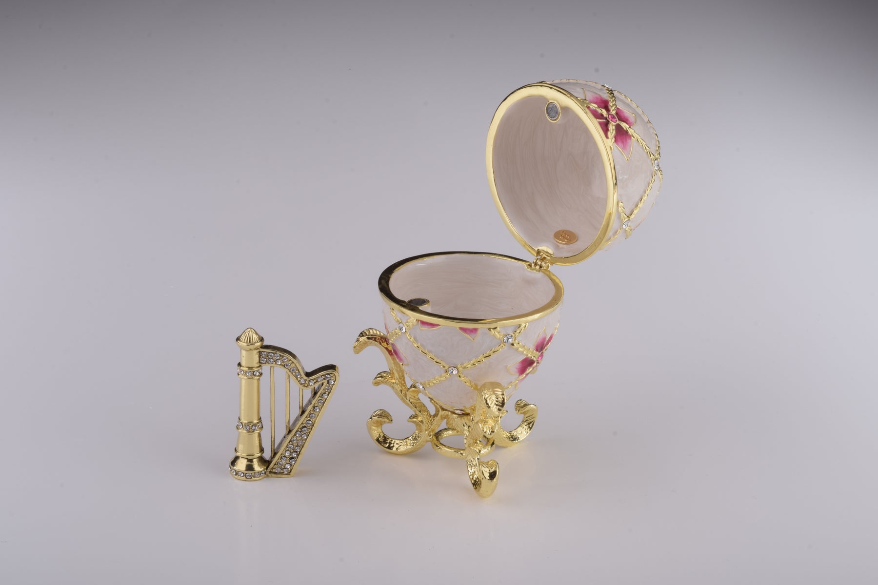 Keren Kopal White Egg with Flowers & Harp