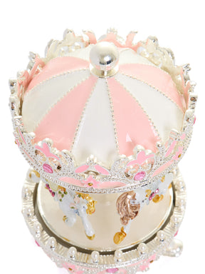 Keren Kopal Pink Faberge Egg with Wind up Horse Carousel