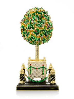 Keren Kopal Bay Tree Faberge Egg with Colorful Crystals