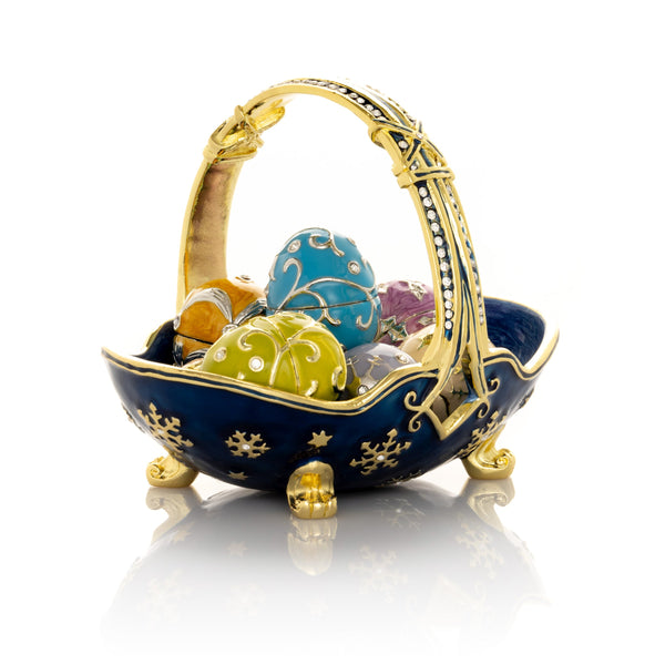 Blue Basket Carrying Small Easter Eggs