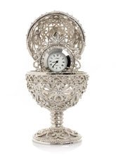 Keren Kopal Silver Faberge Egg with Clock Inside