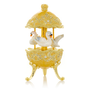 Yellow Carousel Egg with White Swans