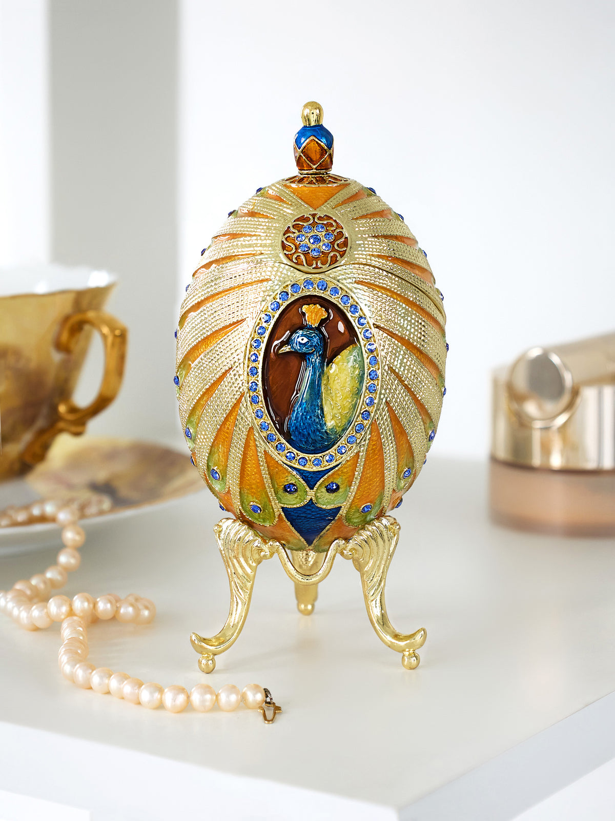 Keren Kopal Colorful Peacock Faberge Egg