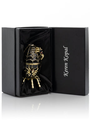 Black Faberge Egg Spiderweb Decoration Music Playing Egg