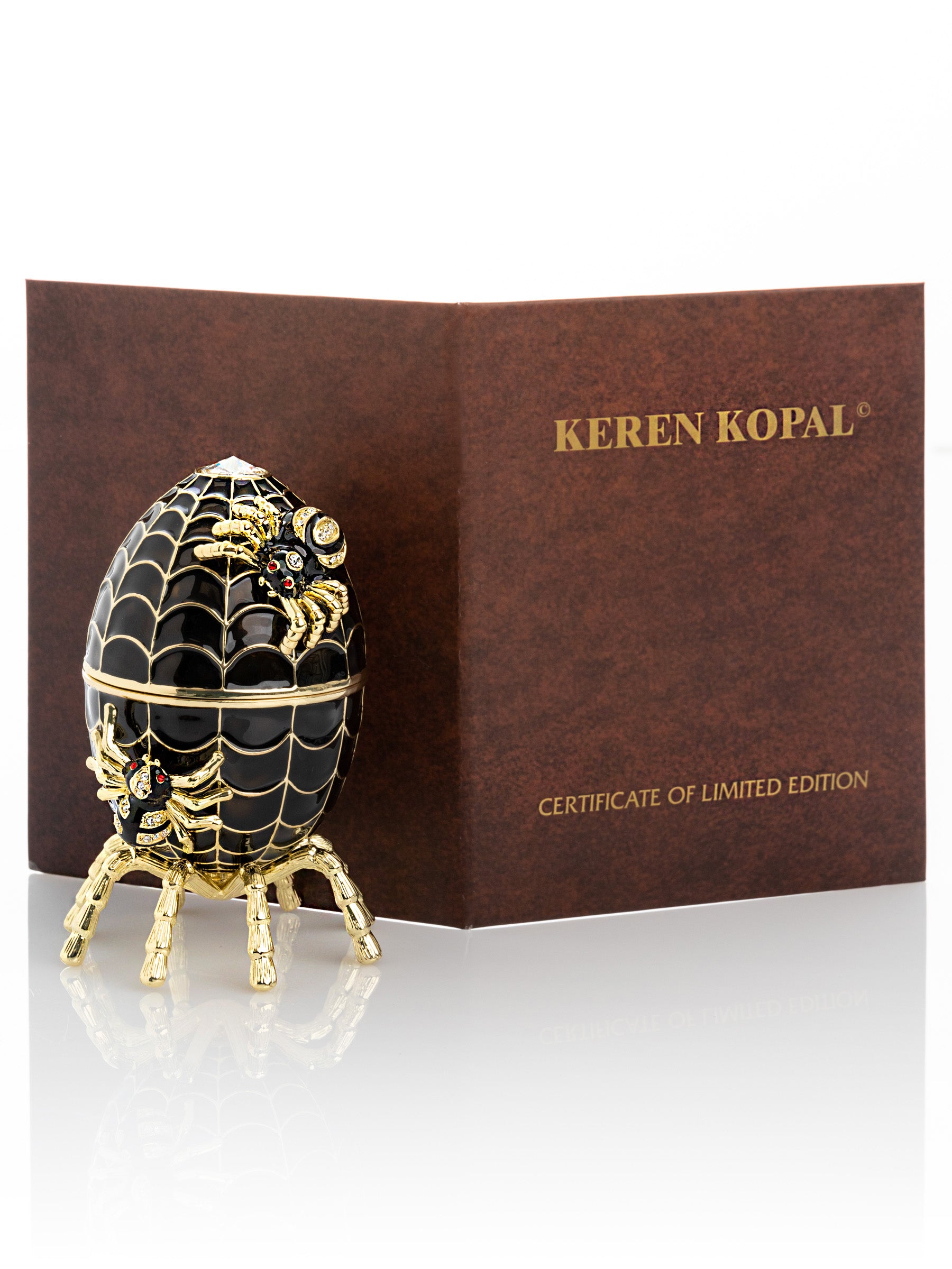 Black Faberge Egg Spiderweb Decoration Music Playing Egg