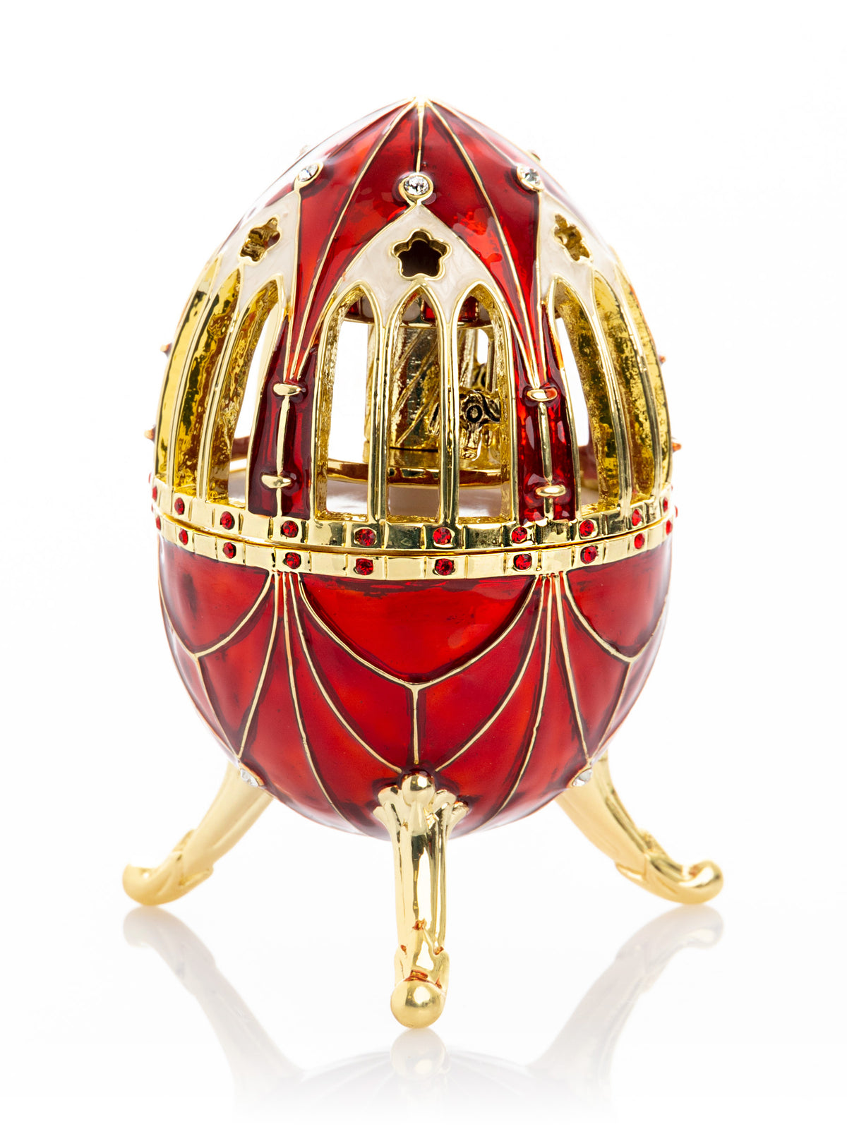 Keren Kopal Red Faberge Egg with Horse Carousel Surprise Inside