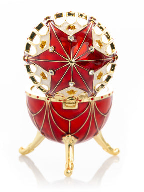 Red Faberge Egg with Horse Carousel Surprise Inside