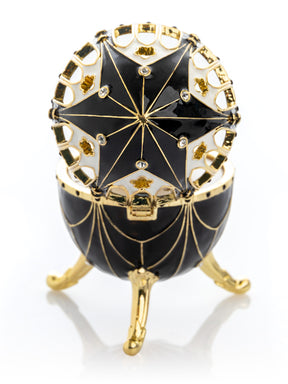 Black and Gold Faberge Egg with Horse Carousel Surprise Inside