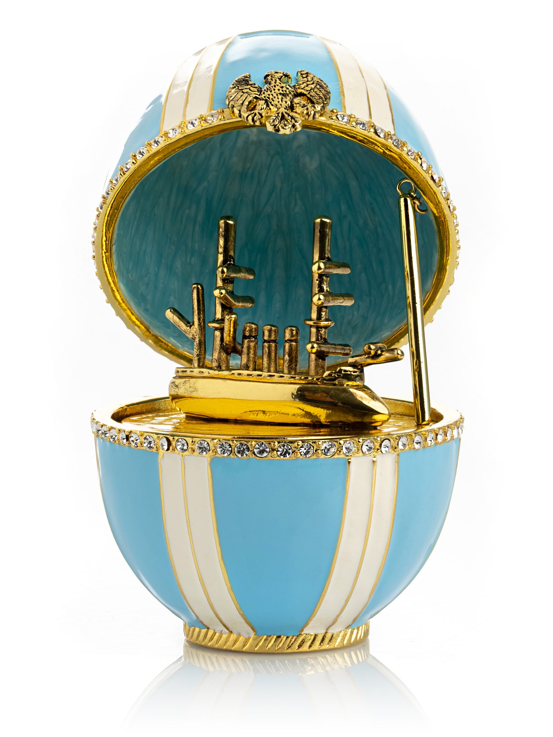 Light Blue Egg with a Sailing ship