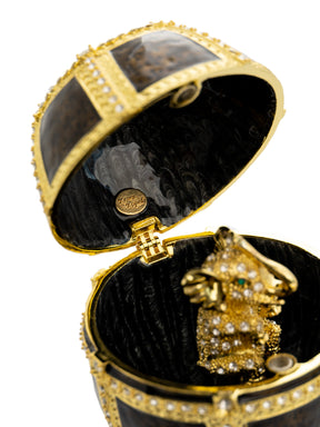 Keren Kopal Black & Gold Egg with a Gold crystals Elephant