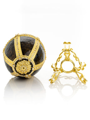 Black & Gold Egg with a Gold crystals Elephant