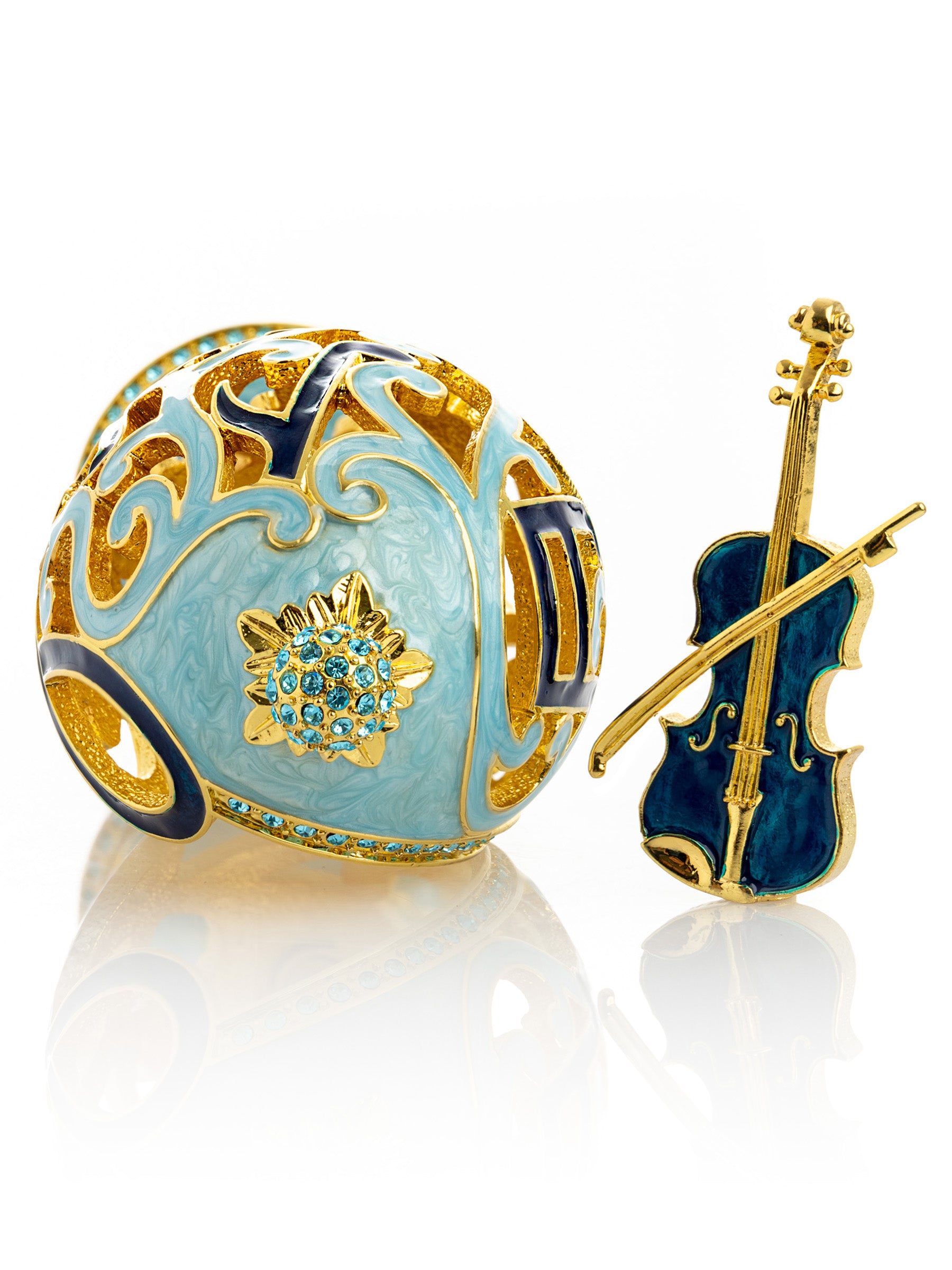 Keren Kopal Treble Clef Faberge Egg with Violin Surprise