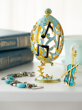 Keren Kopal Treble Clef Faberge Egg with Violin Surprise