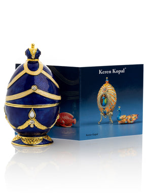 Blue Faberge Egg with Golden Piano Surprise