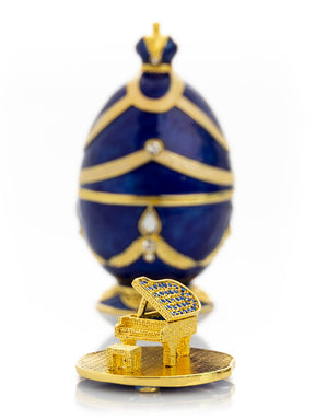 Blue Faberge Egg with Golden Piano Surprise