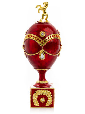 Red Faberge Egg with Gold Horse