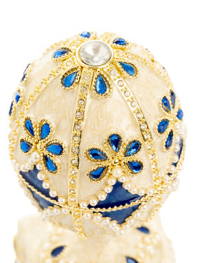 Keren Kopal Pearl Beige Faberge Egg with Swan Hidden compartment