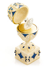 Keren Kopal Pearl Beige Faberge Egg with Swan Hidden compartment