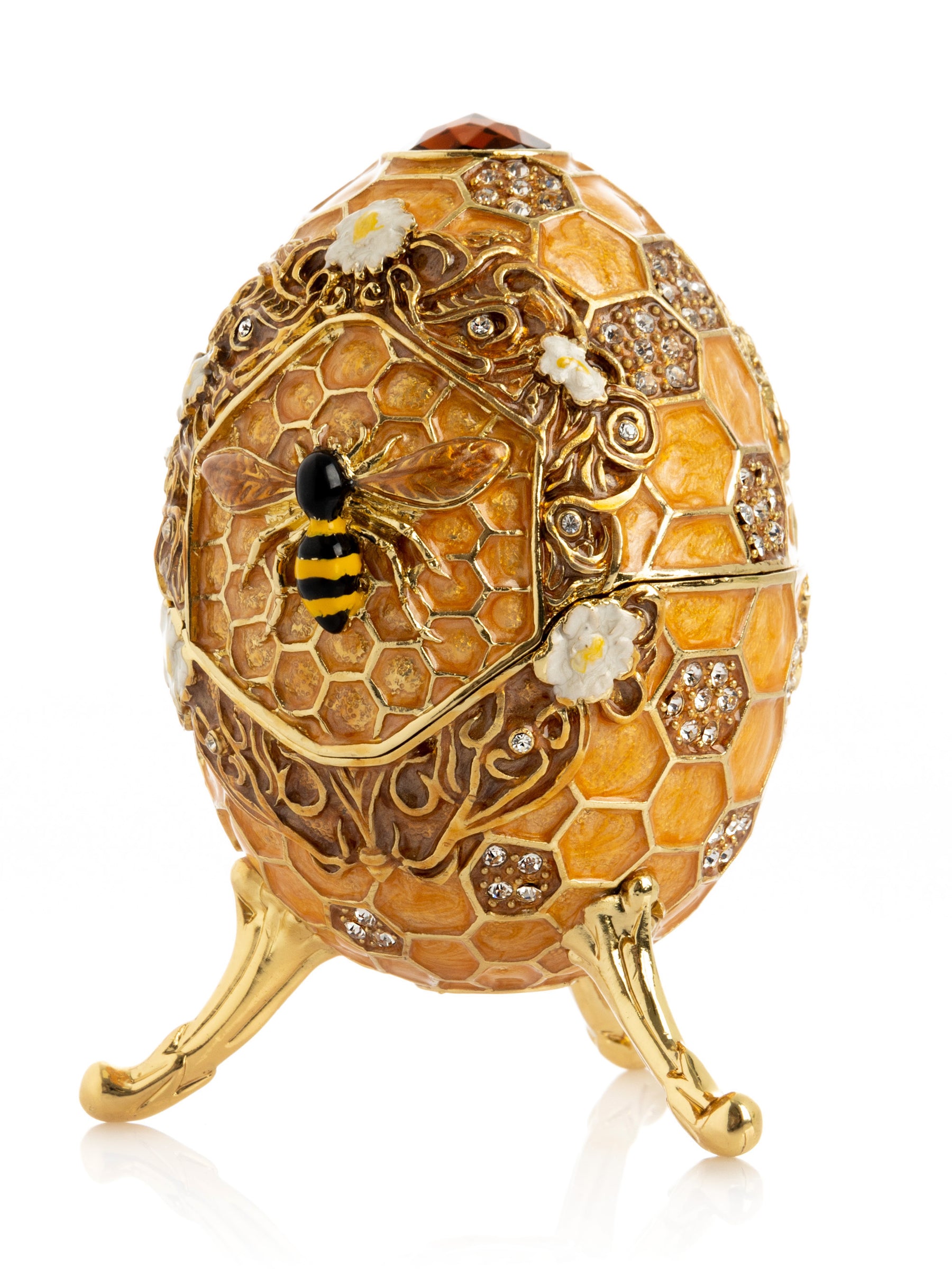 Easter Egg Honeycomb with Bees Hive trinket box