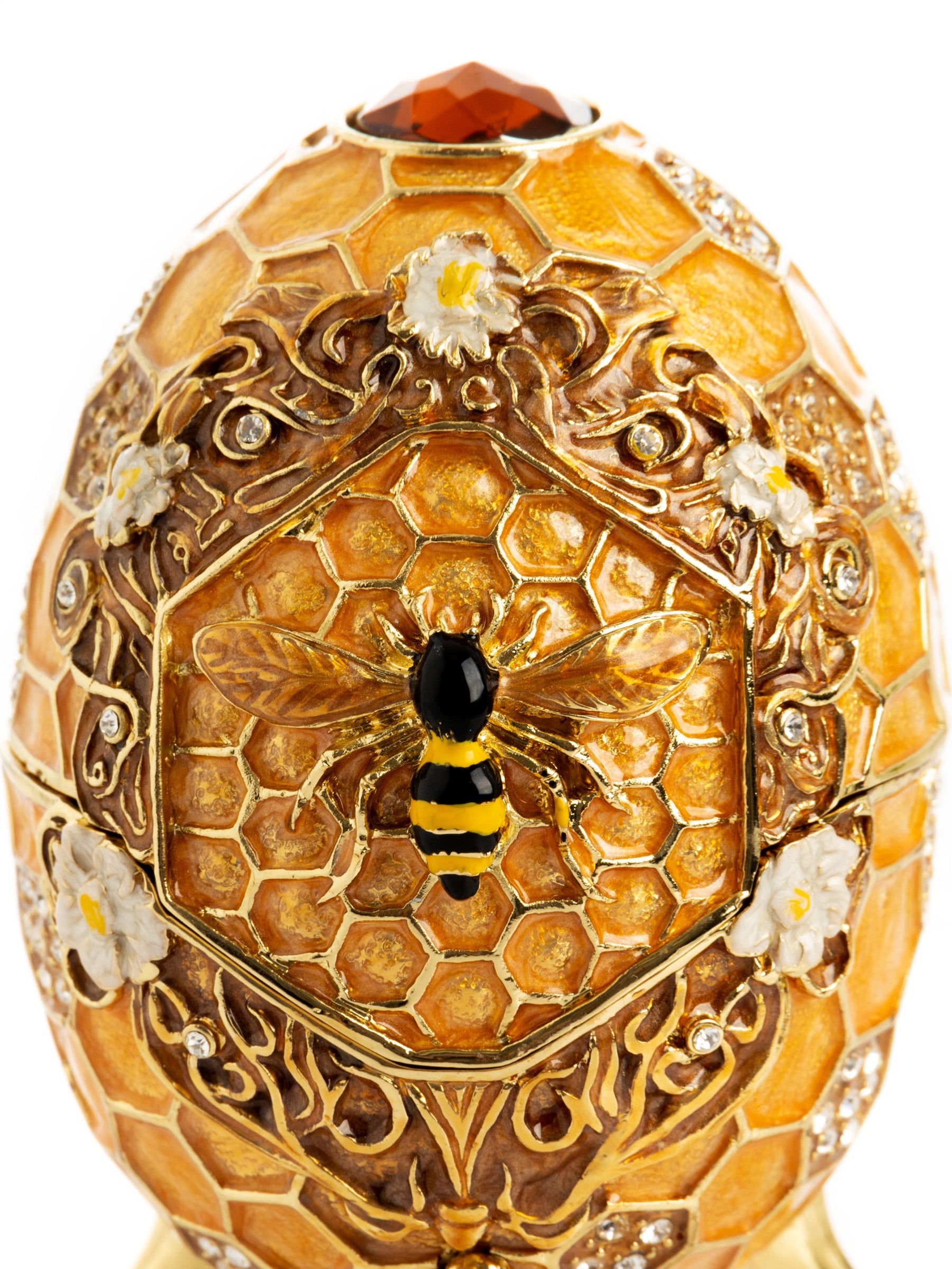Easter Egg Honeycomb with Bees Hive trinket box