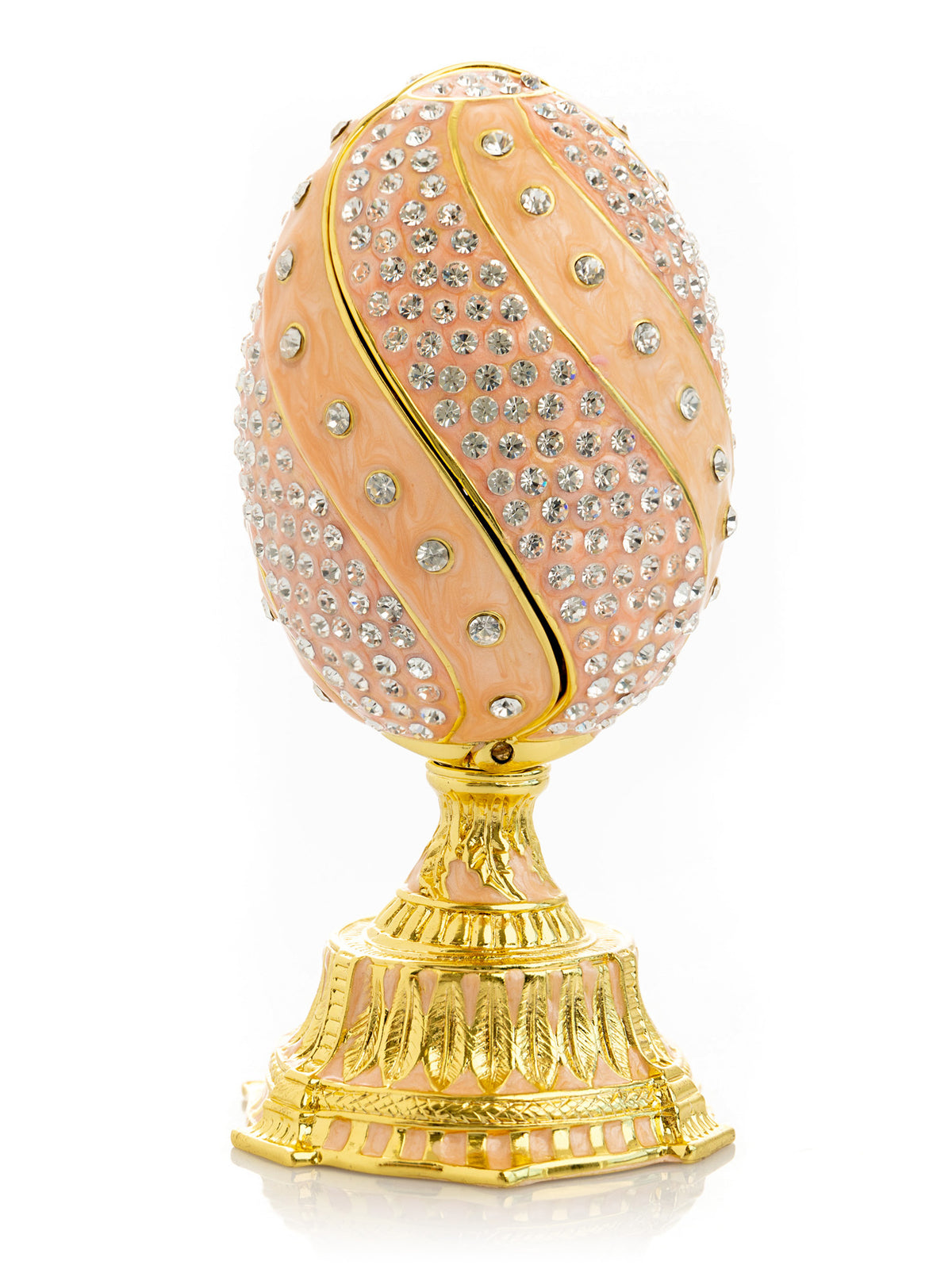 spiral salmon pink Faberge Egg with flowers bouquet