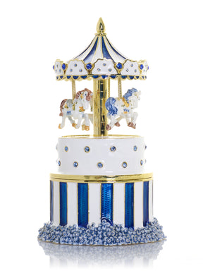 Keren Kopal Blue Wind up Horse Carousel & trinket Box Limited Edition 1-250