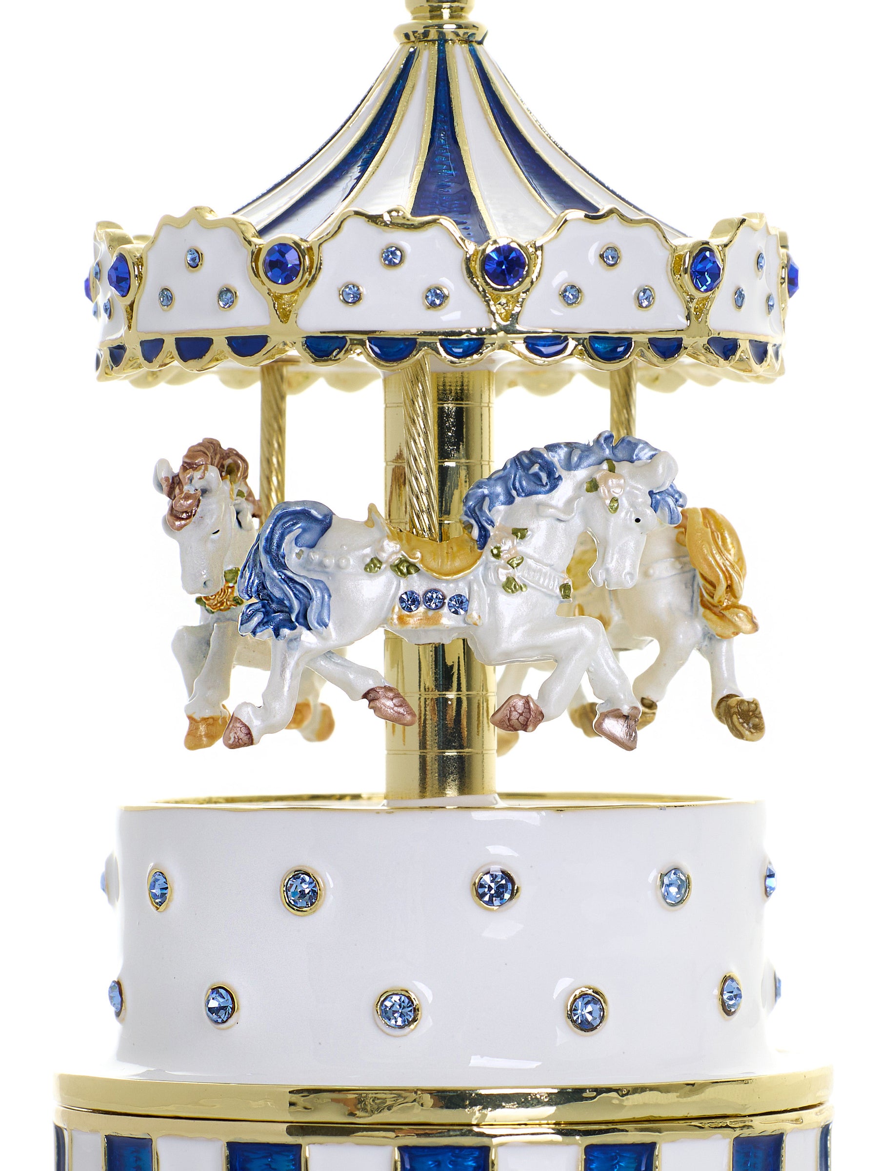 Keren Kopal Blue Wind up Horse Carousel & trinket Box Limited Edition 1-250