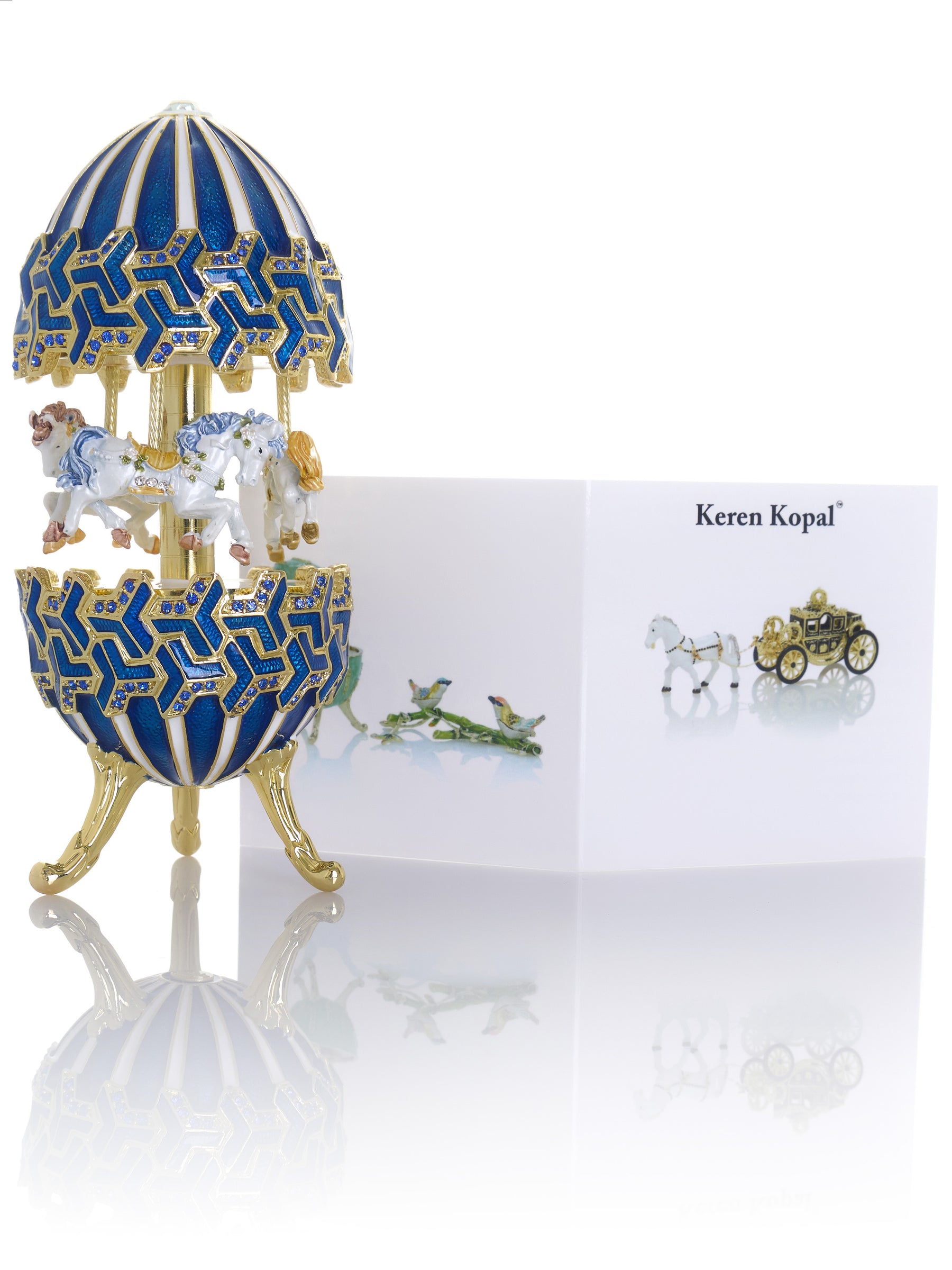 Keren Kopal Blue Wind up Horse Carousel