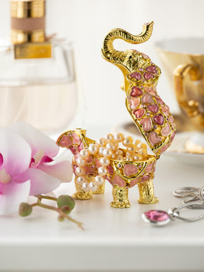 Golden Elephant with Hearts decoration