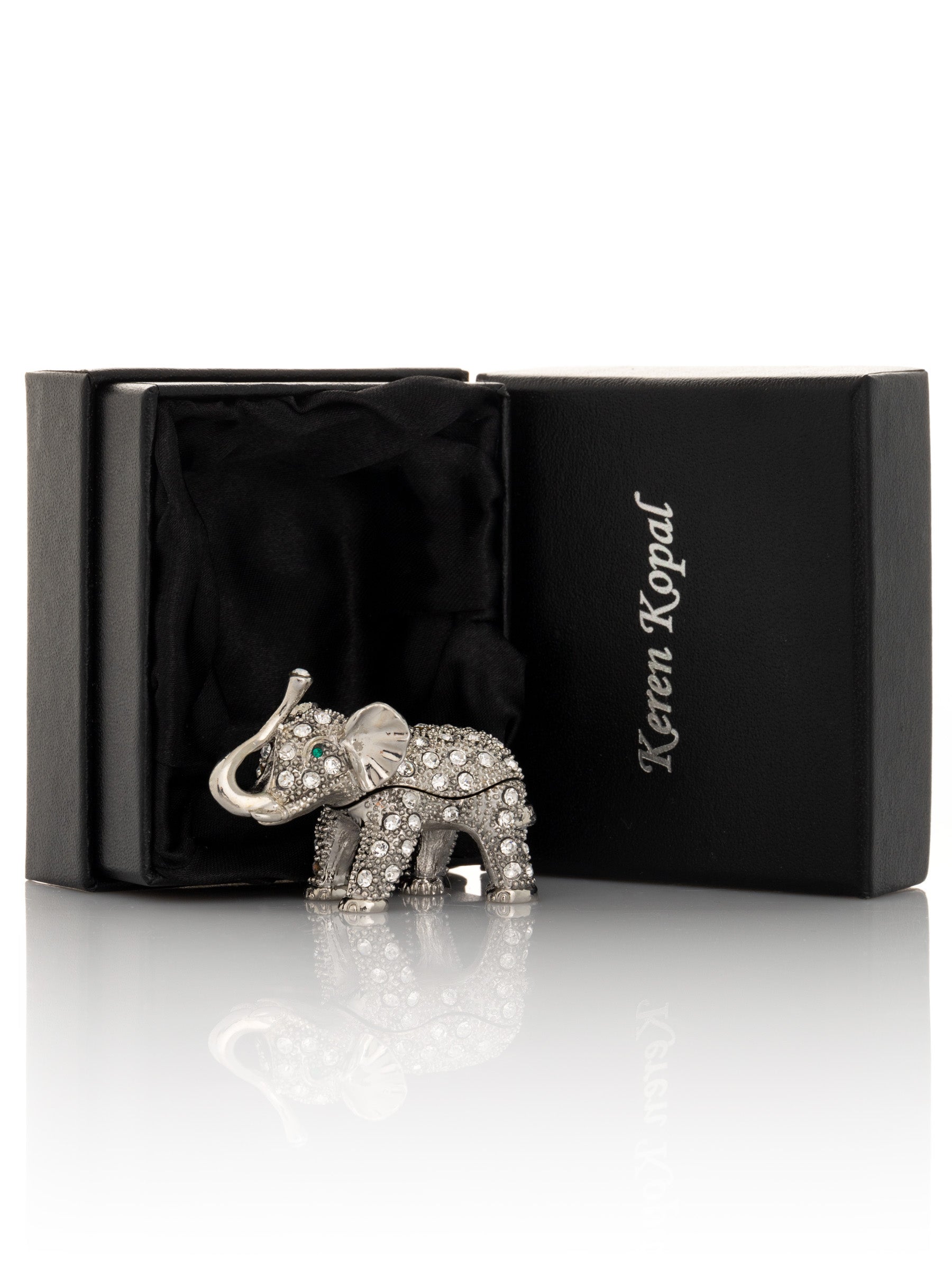 Silver Elephant with Green Eyes