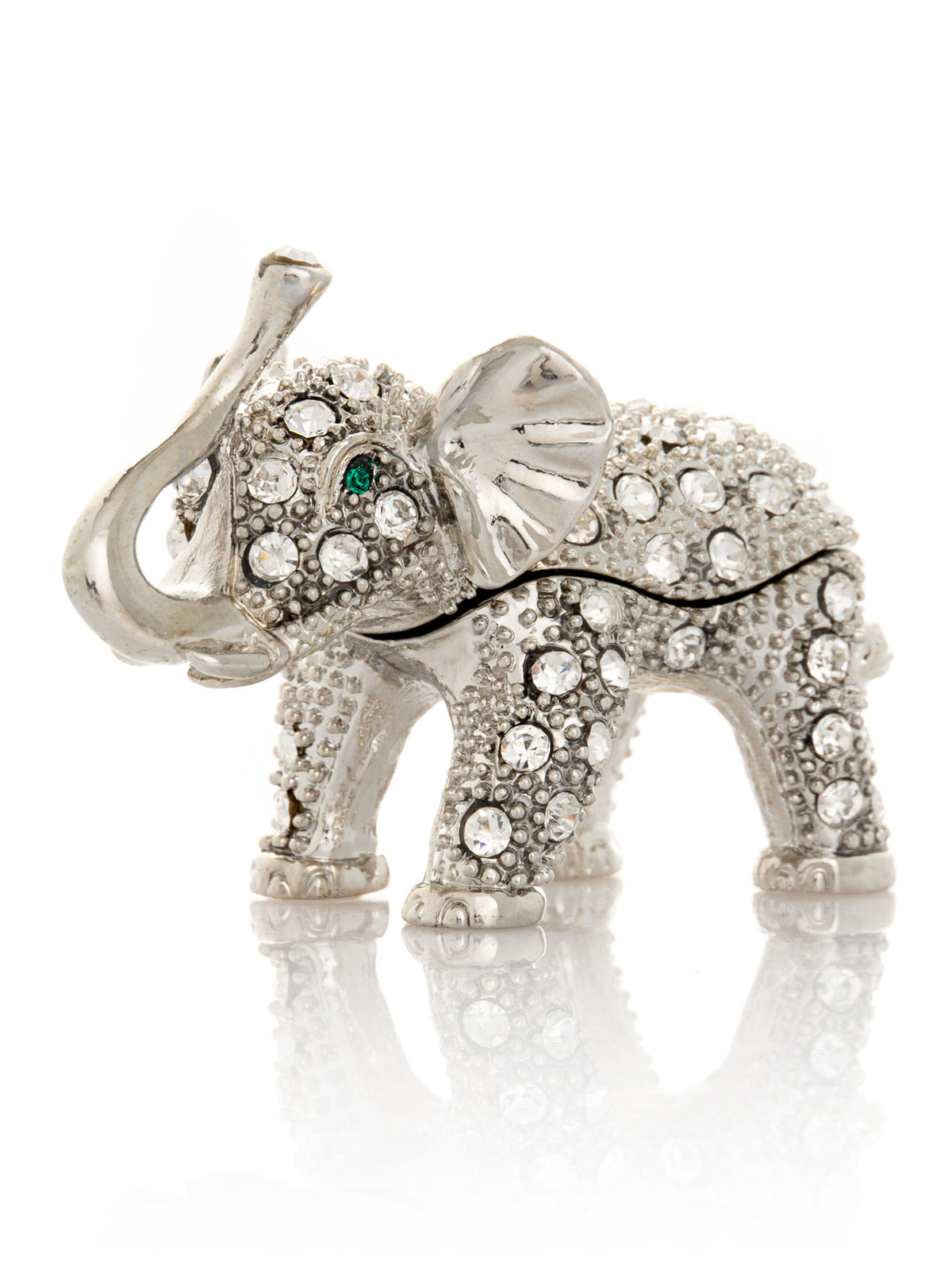 Keren Kopal Silver Elephant with Green Eyes