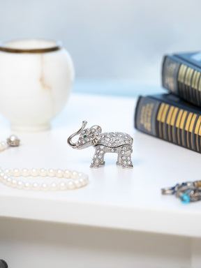 Silver Elephant with Green Eyes