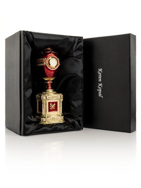 Keren Kopal Red Faberge Egg with a Pearl and a Clock