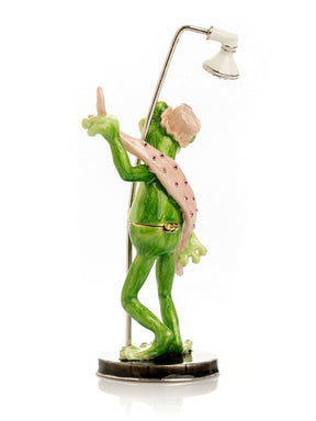Keren Kopal Frog Taking a Shower Trinket Box with Pink Towel