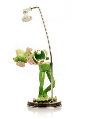 Keren Kopal Frog Taking a Shower Trinket Box with Pink Towel