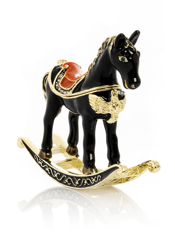 Black & Gold Vintage Rocking Horse Trinket Box