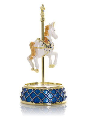 Keren Kopal White Unicorn Carousel Horse Music Box