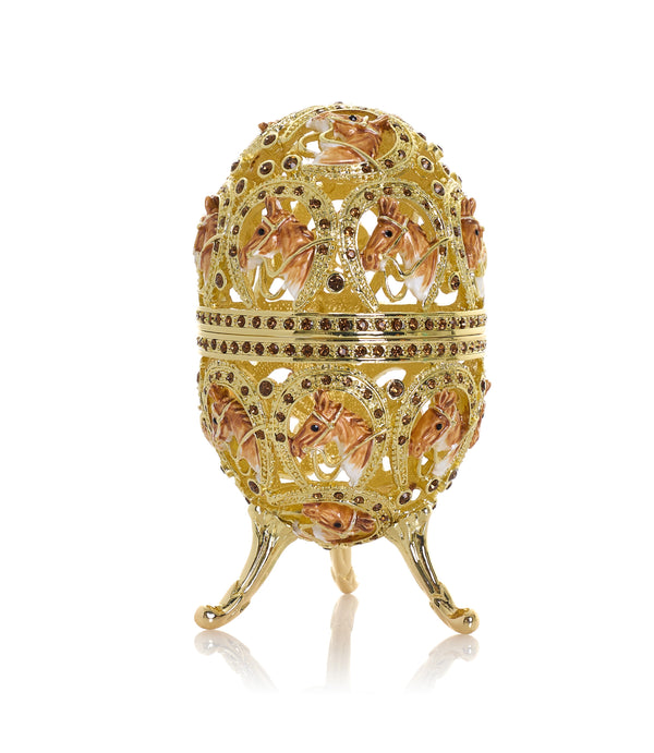 Golden Easter Egg decorated with Horses