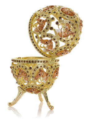 Keren Kopal Golden Easter Egg decorated with Horses